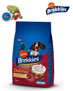 pienso perro Brekkies Delicious con buey verduras y cereales 3 kg