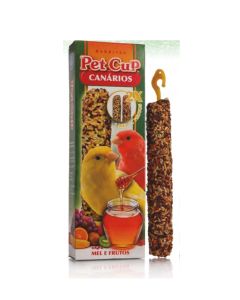 pet cup barritas con miel y frutas para canarios 110gm